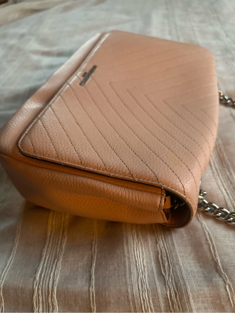 Karl Lagerfeld Paris Charlotte Quilted Chevron Shoulder Bag in Blush Pink - Picture 7 of 13